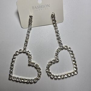 Rhinestone Silver Heart Drop Earings. Hearts , Valentine's Day Earings